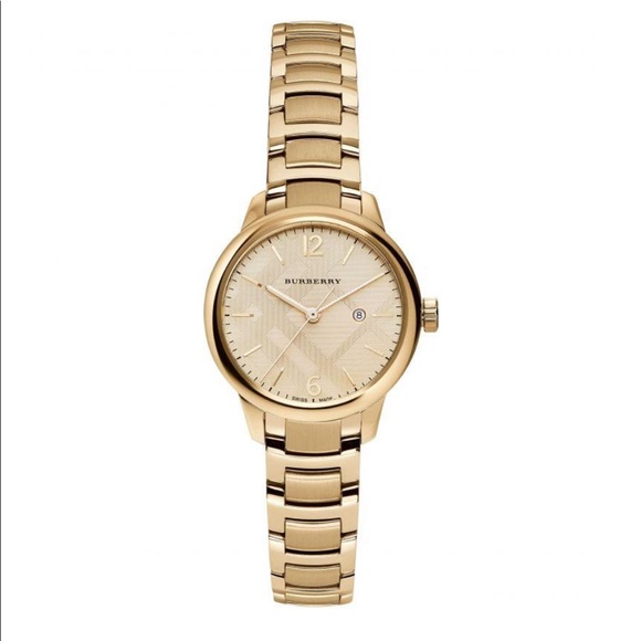 euc Burberry gold steel watch auth designer - Picture 1 of 15
